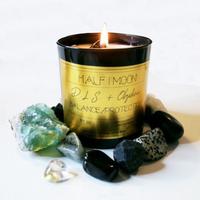D.L.S. and Obsidian Crystal Candle (Balance and Protection) Halfmoon Candle Company